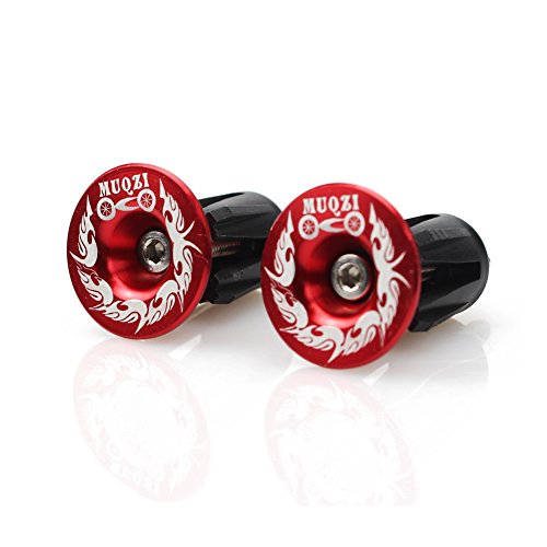 Litetop Bar End Plugs Handlebar End Caps Bike HandleBar Plugs for Most Bicycle, Mountain Bike, Road Bike, MTB, BMX (2 Counts, Rubber Sponge Aluminum, Red)