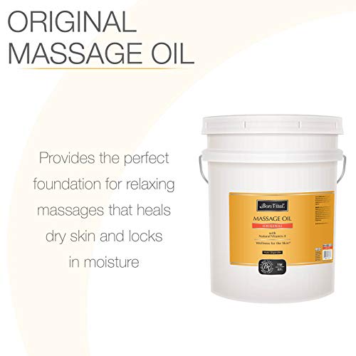 Bon Vital' Original Massage Oil for a Versatile Massage Foundation to Relax Sore Muscles and Repair Dry Skin, Most Requested, Best Massage Oil on Market, Unbeatable Consistency and Quality, 5 Gal Pail
