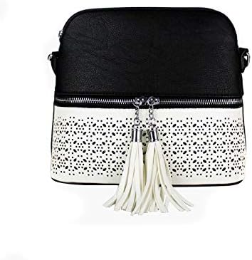Foxlady Women's Mini Tassel Zip Trendy Snakeskin Faux Leather Sling Crossbody Handbag