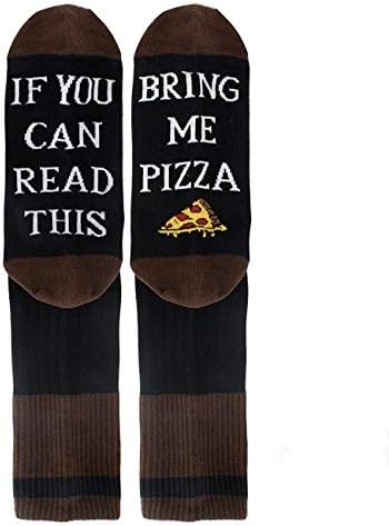 HimozooIf You Can Read This Funny Saying Knitting Word Ankle Socks,Combed Cotton Bring Me Pizza Socks,Gift for Men Women