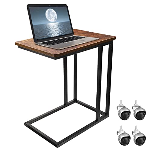 C Shaped End Side Table with Wheels Rolling C Table Couch Table That