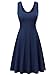 FENSACE Womens Sleeveless Scoop Neck Summer Beach Midi A Line Tank Dress, Navy, Large