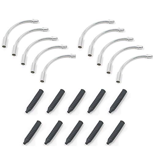 Tulead 10 Sets V-Brake Noodle Aluminum Noodle Bicycle Replacement Parts Bike Brake Cable Pipe Tube with Rubber Boots