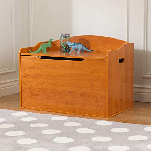 KidKraft Austin Wooden Toy Box/Bench with Safety Hinged Lid Honey