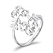 DAOCHONG Ivy Leaf Ring for Women S925 Sterling Silver Adjustable Wrap Open Ring
