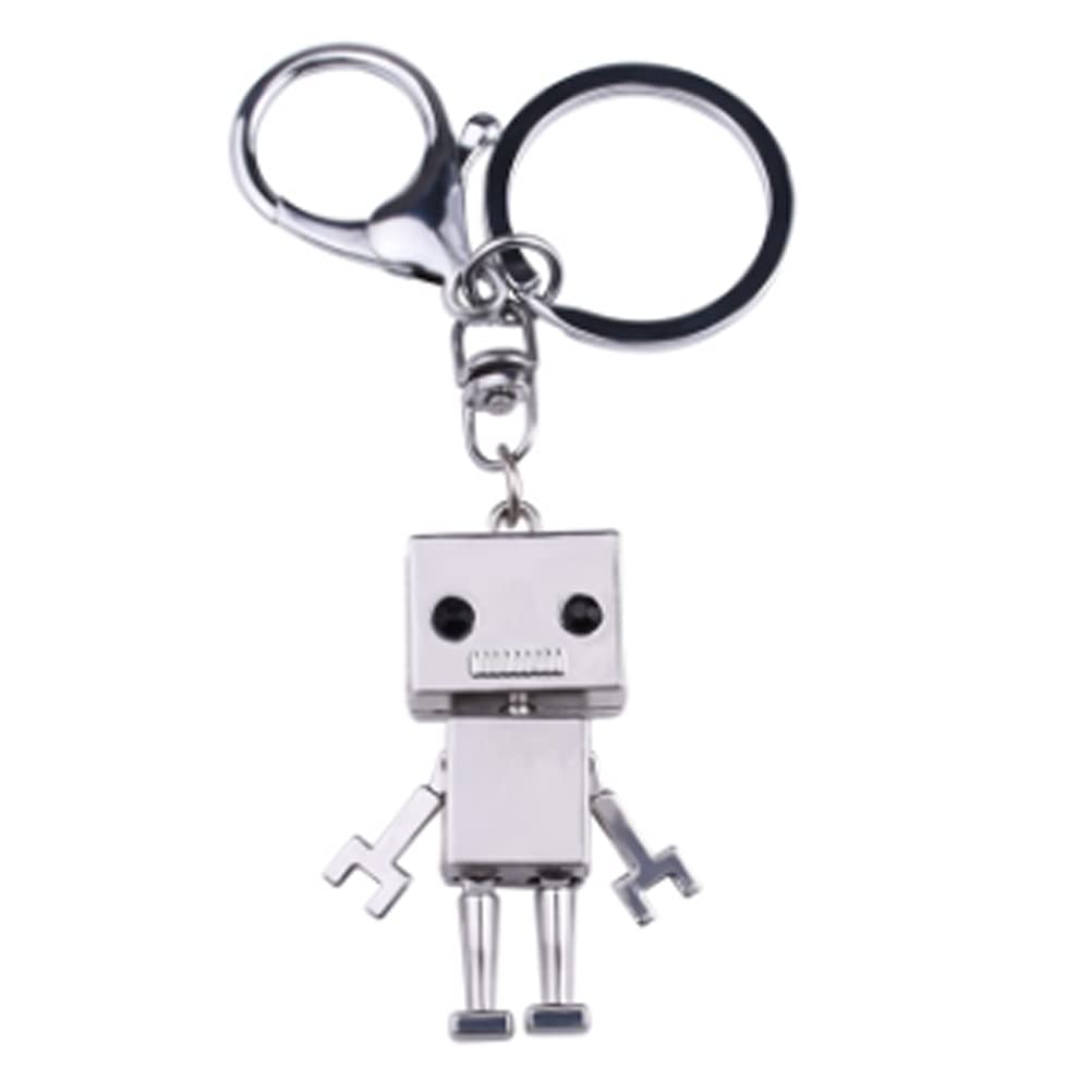 ARFUKA Keyring Cute Creative Robot Model Keychain Alloy Metal Key Chain Keyring, Christmas/Birthday Gift for Men and Women Silver