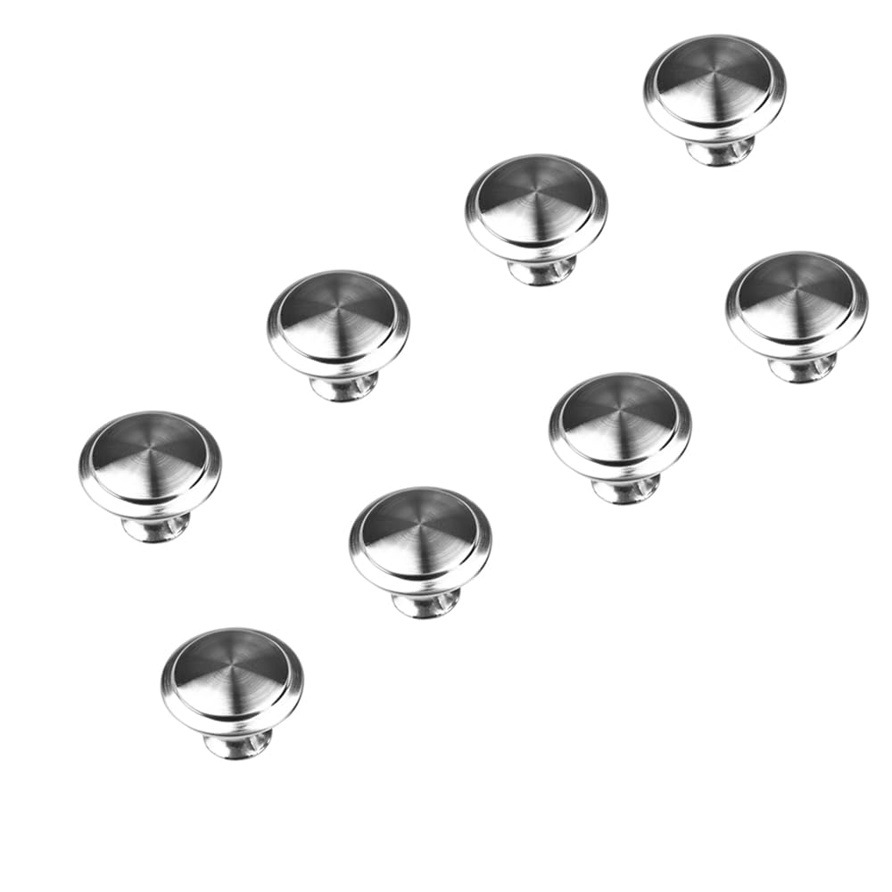 JUSTMAE 8 PCS Cabinet Knobs, Stainless Steel Round Drawer Knobs Single Hole Cupboard Small Sliding Door Drawer Handles with Screws for Kitchen Wardrobes Bathroom Home Decorating - 30mm (Silver)