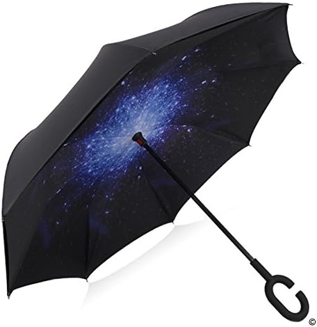 Double Layer Inverted Windproof Umbrella Car Reverse Folding UV Protection Umbrella by Yeipis (Star Sky)