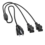 Pwr 2 Ft Cable Power Cord Splitter: UL Listed 18AWG NEMA 5-15P to 2 x IEC320C13 Cable Replacement for LCD TV Plasma LED Monitor Screen Vizio Samsung Toshiba Sony LG Philips Dell Asus