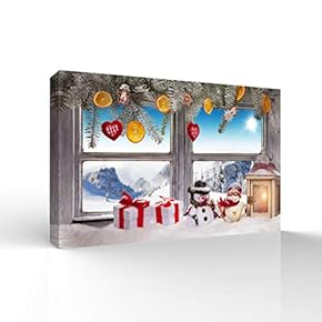 Canvas Wall Art Merry Christmas Pictures Home Wall Decorations for Bedroom Living Room Paintings Canvas Prints Framed - 12x18 inches