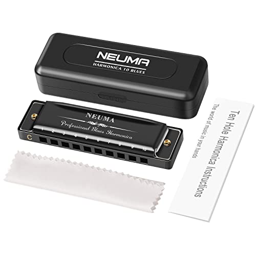 NEUMA Harmonica 10 Holes 20 Tunes Mouth Organ Blues Deluxe Harmonica