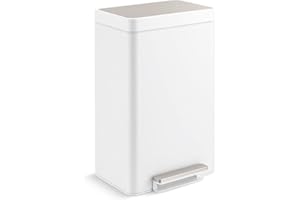 Kohler K-20940-STW 13-Gallon Step Trash Can, White Stainless