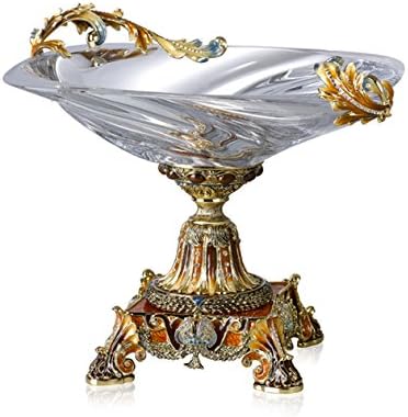 RORO Wedding Gift, Enameled and Jeweled Bohemia Crystal Centerpiece Fruit Plate, European Style, Swarovski Decoration, Luxury Home Accessories