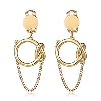 BIRSTONE Twisted Chain Cartilage Clip on Hoop Earrings