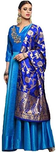 Akalors Salwar Kameez Women Silk Indian Suit with Banarasi Silk Dupatta in Royal Blue