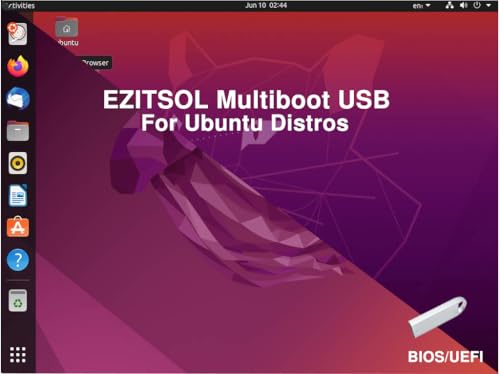 EZITSOL USB for Ubuntu 24.04 & 22.04 64bit,Lubuntu 18.04 32bit | 3IN1 Bootable Linux USB Flash Drive/Stick,Jump Drive,Pendrive,Thumb Drive