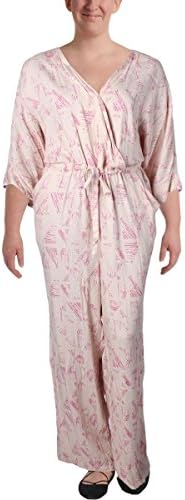 Melissa McCarthy Seven7 Women's Plus Size Surplice Front Keyhole Back Tie Jumpsuit, Winsome Orchid Combo/Geo Grid, 2X