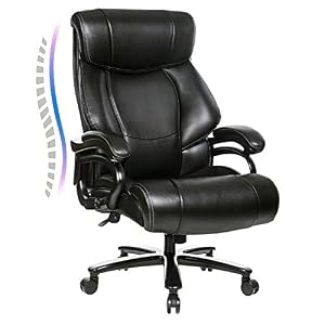 KBEST High Back Big & Tall 400lb Office Chair – Heavy Duty Metal Base, Adjustable Built-in Lumbar Support and Tilt Angle…
