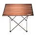 ENKEEO Foldable Camping Table Portable Lightweight Aluminum Desk with Carry Bag for Picnic, BBQ, Fishing, Hiking and Travel (Brown, XL)