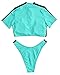 RUUHEE Women Rash Guard Short Sleeve Bathing Suits High Waist 2 Piece Sporty Bikini