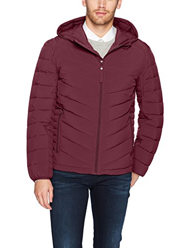 Marc New York by Andrew Marc Men s Delavan Ultra Stretch Packable Hooded Jacket, Merlot, X-Large