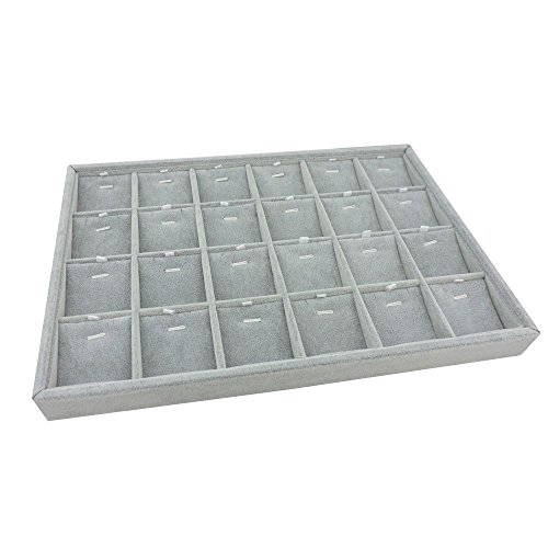 BOCAR Grey Velvet Jewelry Display Showcase Organizer Holder for 24 Drop Pendant Necklace (GP-24DZ) - Thumbnail 2