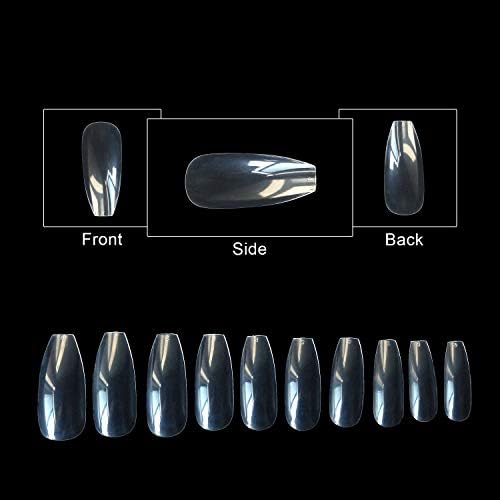 Coffin Nails Clear Ballerina Nail Tips Full Cover False Artificial Nails 10 Sizes For Nail Salons or DIY Nail Art At Home