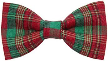 Holiday Red Green Tartan Plaid Dog Bow Tie Pet Neckwear Handmade Christmas Gifts
