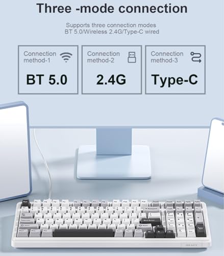 AULA F99 PRO Wireless Mechanical Gaming Keyboard,99 Keys Creamy Keyboard Ergonomic Bluetooth Keyboard Hot Swappable Custom RGB Backlit with 8000mAh Battery - Gradient Gray