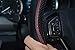 Rueesh Leather Car Steering Wheel Cover - Heavy Duty, Thick, Durable, Elegant, No Smell, Universal 15 Inch Steering Cover, Anti-slip Embossing Pattern A, Black with Red Line