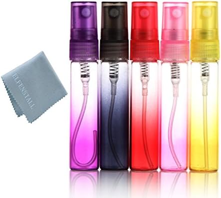 Simple_e- 25pcs Colorful 6ml 1/6oz Glass Atomizer bottle Spray Refillable Perfume Empty Bottle Glass Clean Cloth for Travel Party Must Makeup Tool PB151