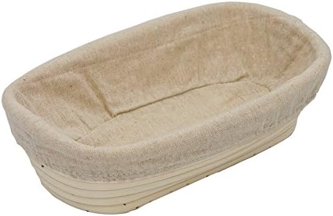 BetterJonny - Round Oval Long Various Size Artisan Brotform Bannetons Bread Dough Proofing Rattan Basket & Liner Combo (#13 Rectangle 8" (20.5x14x7cm))