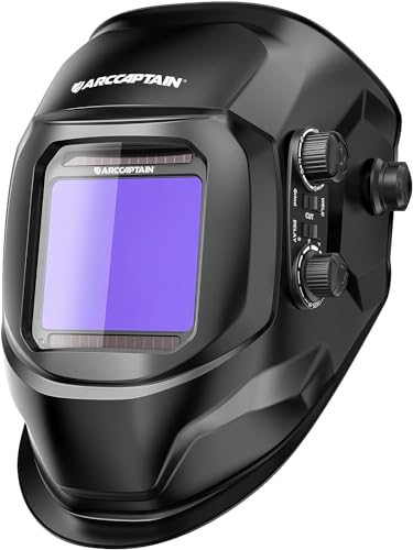 ARCCAPTAIN Welding Mask Self Darkening 100 x 93mm Wide Field of View Full Automatic Real Colour Welding Helmet True Color Wide Shade 4/9-13 for MIG, TIG, ARC