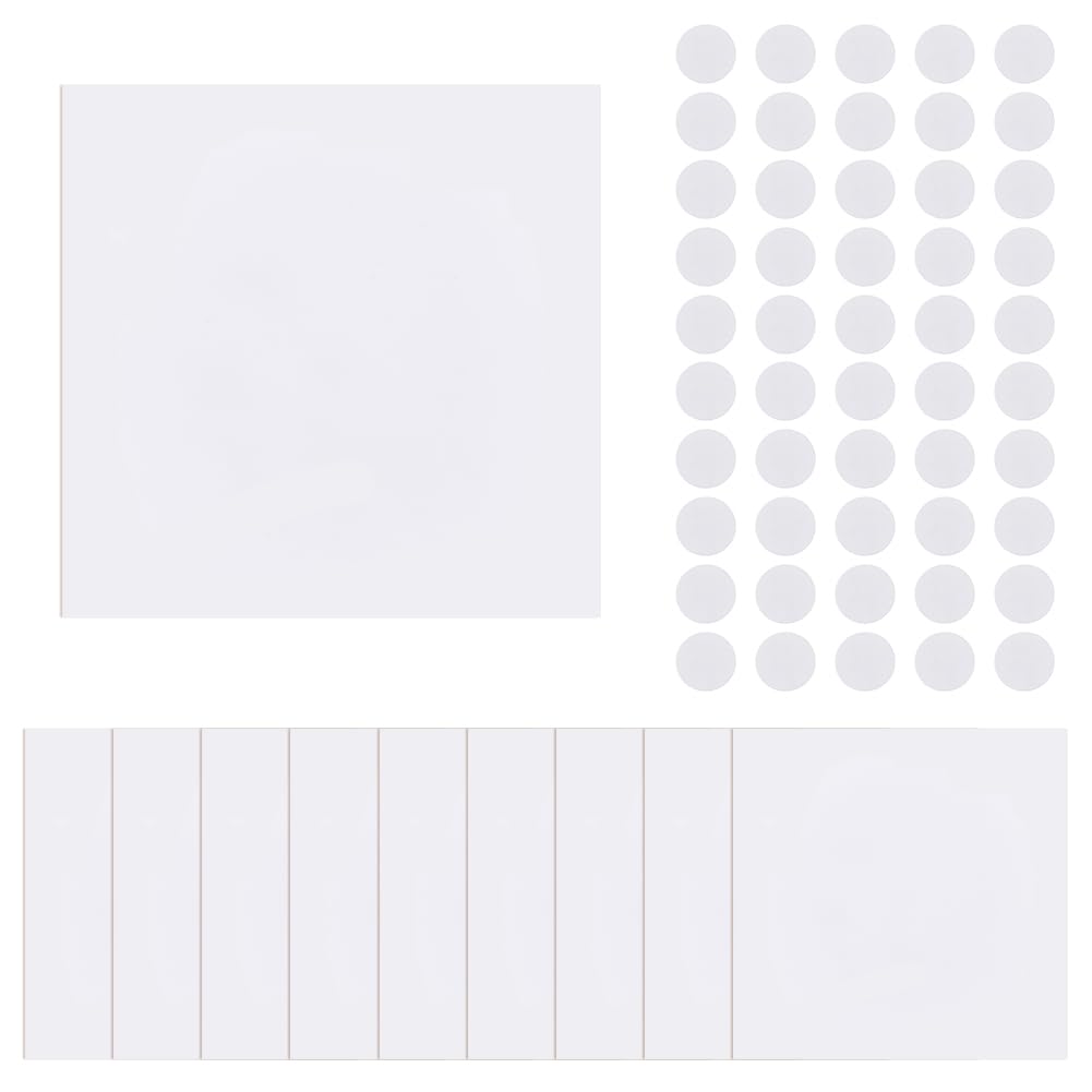 SUPERFINDINGS 10Pcs PP Plastic Wall Hole Cover Sheets with 100Pcs Plastic Stickers 15.2cm/5.98" PVC Material Dustproof Cover Plate Square Frosted Blank Plate for Wall Plasterboard Hole Covering