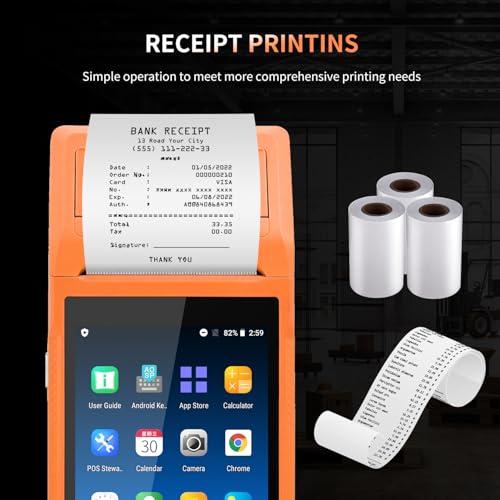 NETUM Handheld PDA Android 11.0 POS Terminal with Receipt Printer (P58-03) | Portable Barcode Scanner & Data Collector, Bluetooth USB WiFi BT4.0, Includes 58mm x 35mm Paper Scroll