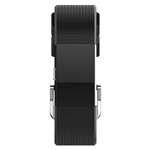 MoreToys Silicone Adjustable Replacement Accessory Sport Watch Band Wrist Strap Bracelet for Fitbit Charge 2 Fitness Wristband (Black)