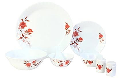 LaOpala Eros Melamine Dinner Set, 35 Pcs, White
