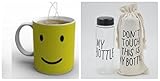 Heat transfer printing color changing ceramic mug smile face with gift is water bottle