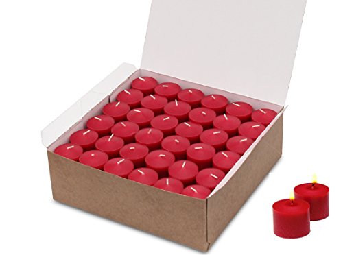 72 Bulk Red Color Votive Candles Decorations for Wedding Holiday Romantic Dinner Restaurant Unscented up to 10 Hour Burn Time (Candle Holders Not Included) Made in USA