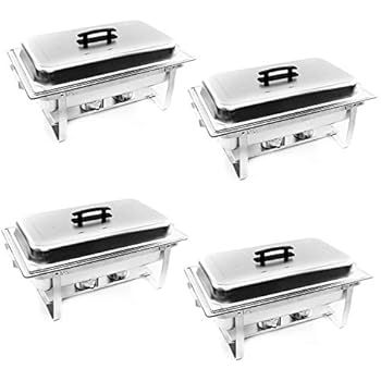 ALPHA LIVING 70014 4 Pack 8QT Chafing Dish High Grade Stainless Steel Chafer Complete Set, 8 QT