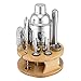 Bartender Kit with Stand Rotating Bamboo by SMART BEAR Stainless Steel for Home and Outdoor Party Cocktail Martini Shaker 24oz Set 10-Piece Tool Bar Decor