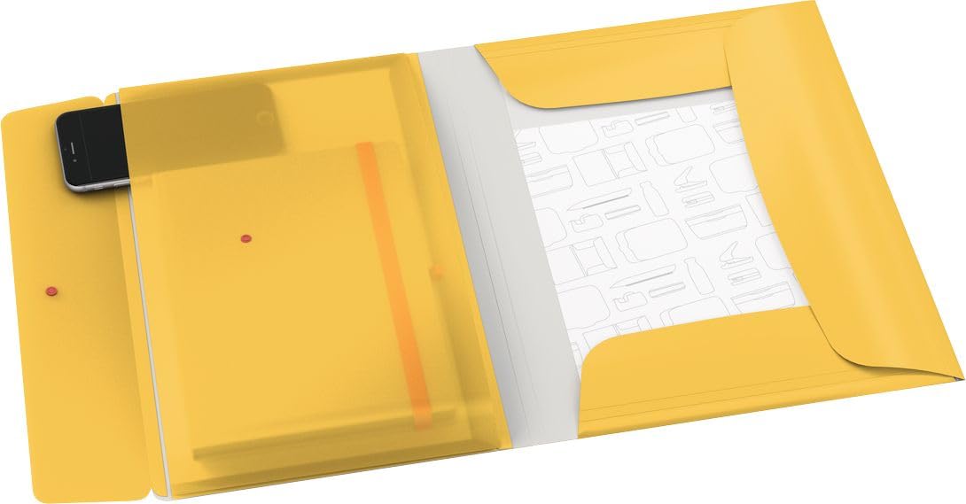 Leitz A4 3- Flap Folder with Pocket, 150 Sheet Capacity, Cosy Range, Warm Yellow, 46190019