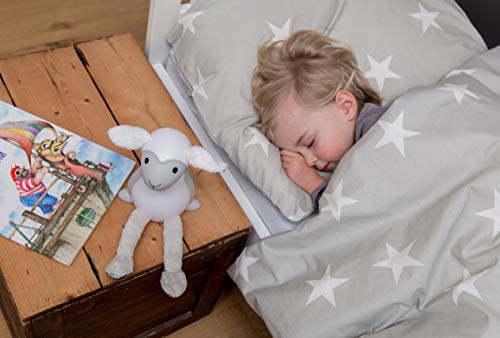 Kids Portable Reading Night Light Toy - Grey Bedside Reading Lamp, Auto Shut-Off, Adjustable Brightness, Cordless - Fin The Sheep by Zazu Kids - Thumbnail 7