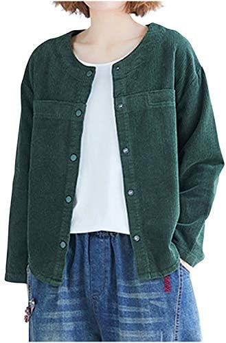 [ネコート] ショートジャケット ブルゾン 秋冬 コーデュロイ 羽織り アウター ラウンドネック レディース