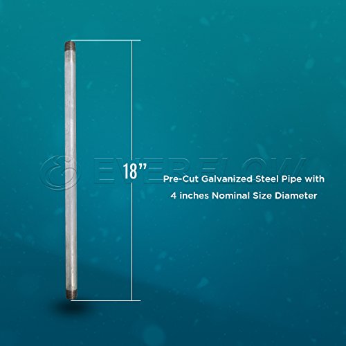 Everflow Supplies PCGL4018 18" Long Pre-Cut Galvanized Steel Pipe with 4" Nominal Size Diameter - Thumbnail 3