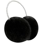 UUYYEO Soft Plush Earmuffs Outdoor Ear Warmers Furry Ear Muffs Cute Warm Ear Cover Winter Ear Protectors Cold Weather Fluffy Earmuffs with Pearl Headband Black