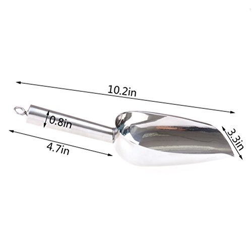 uhoMEy Stainless Steel Ice Scoop, 10 Inch Stainless Steel Ice Scraper, Multi-porpuse Food Candy Soybeans, Rice,Tea, Bean Shovel Scoop