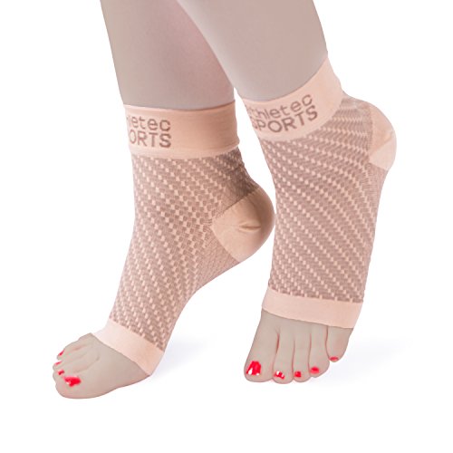 UPC 072724017947, Athletec Sport Compression Foot Sleeves with Arch Support to Help Relieve Plantar Fasciitis Aches, Pains, Swelling, Heel Pain, and Treatment for Everyday Use - Size Medium in Nude (One Pair)