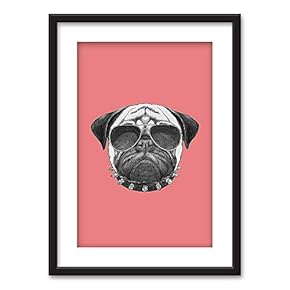 Framed Cool Pug Dog Sun Glasses Black Picture...