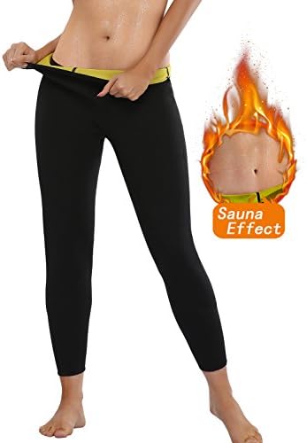 LANFEI Womens Neoprene Slimming Workout Pants Sauna Hot Sweat for Weight Loss Tummy Fat Burner Yoga Capris